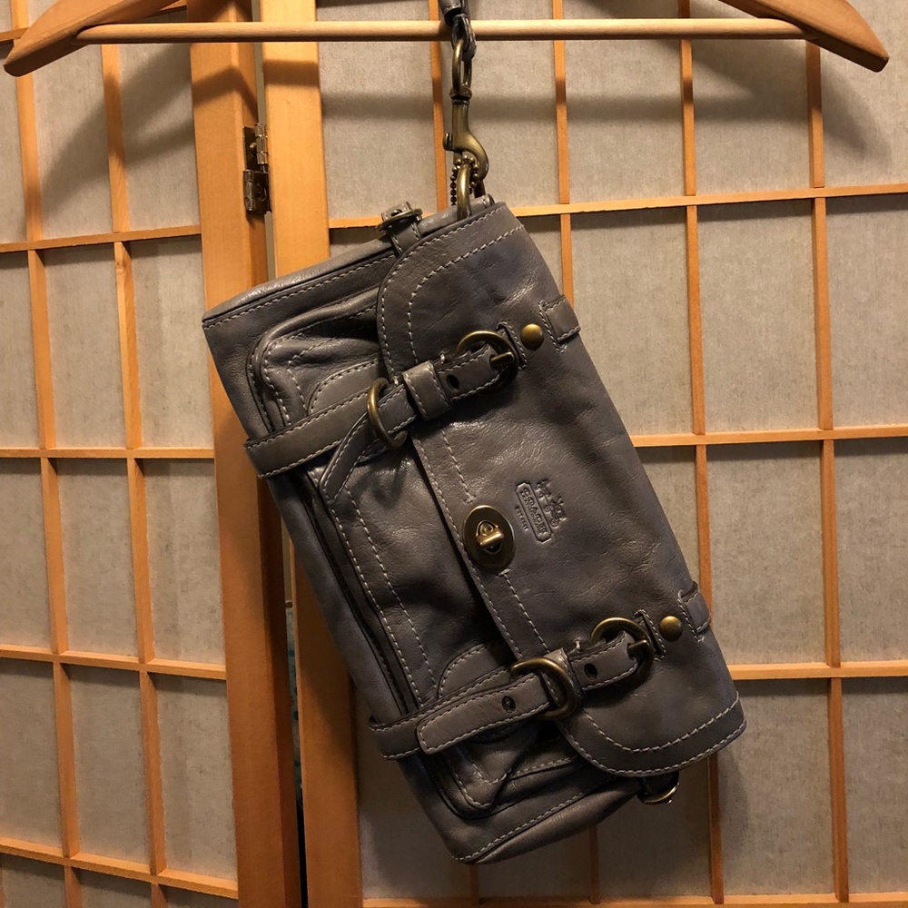 Grey Leather new Coach clutch/wristlet